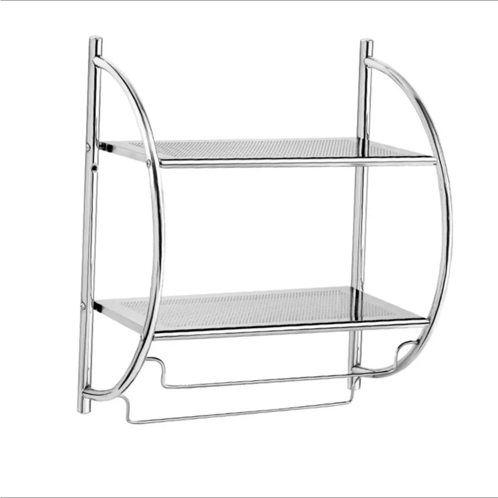 Wall Mount 2 Tier Bathroom Shelf Rustproof Chrome